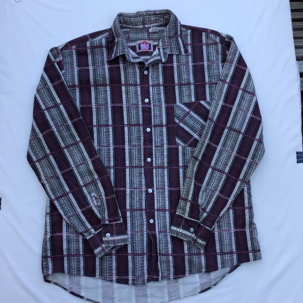 Rare Vtg American Edition Western Rodeo Button Down Shirt Size L - Made In USA